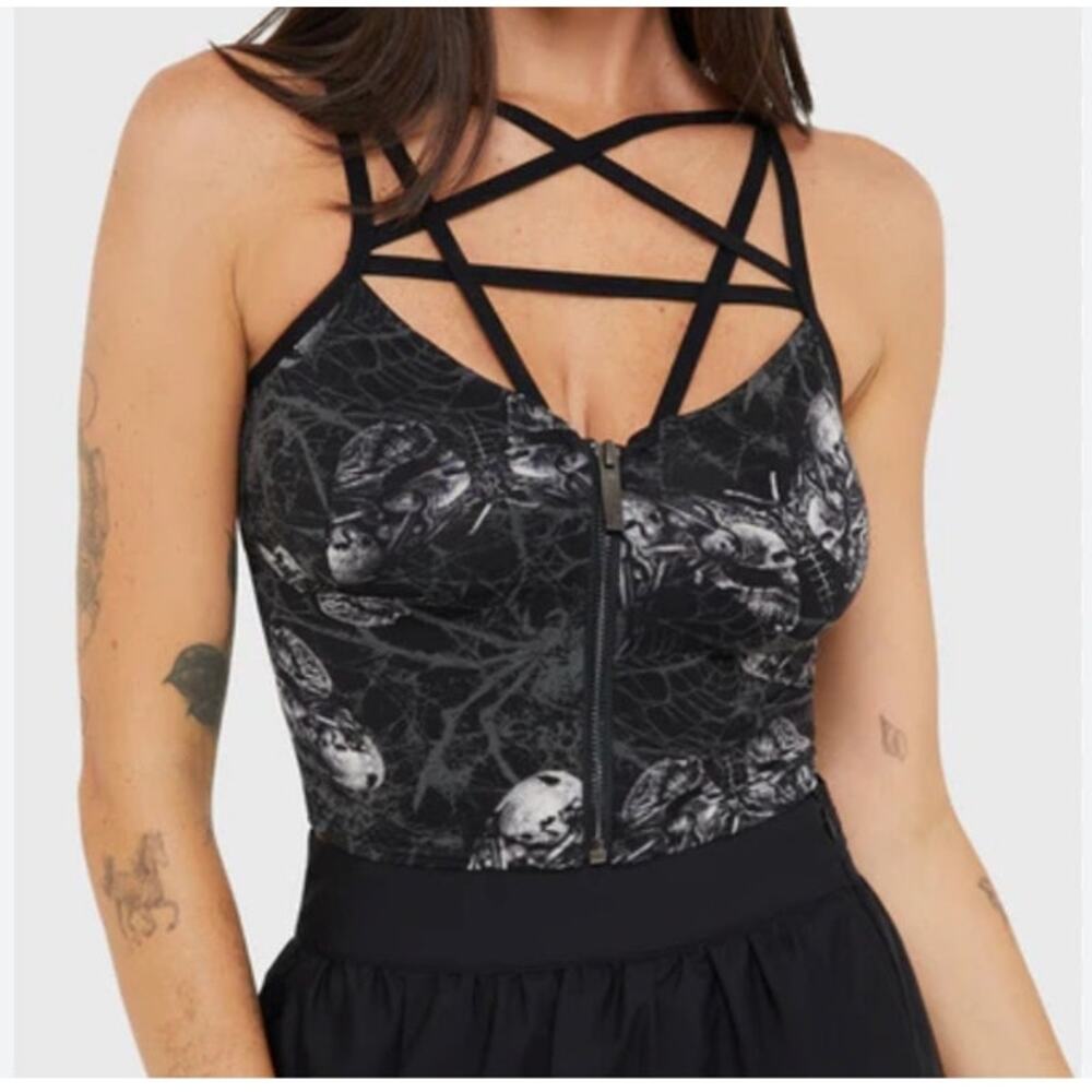 Killstar Alchemy Magica Spidrasica Top Black Gothic Strappy Harness Crop Top XXL